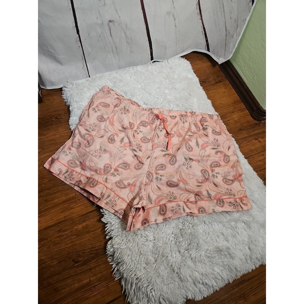 Adonna‎ Woman Coral Paisley Floral 2X Shirts Pajama Set
